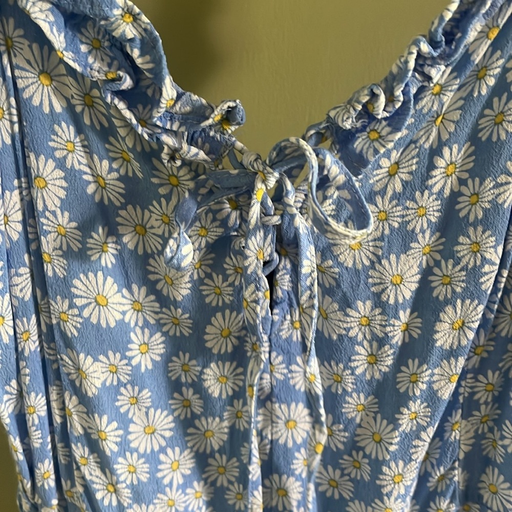 Women’s Forever 21 Sleeveless Blue, Ivory, & Yellow Sunflower Sundress. Size M. - Picture 2 of 11